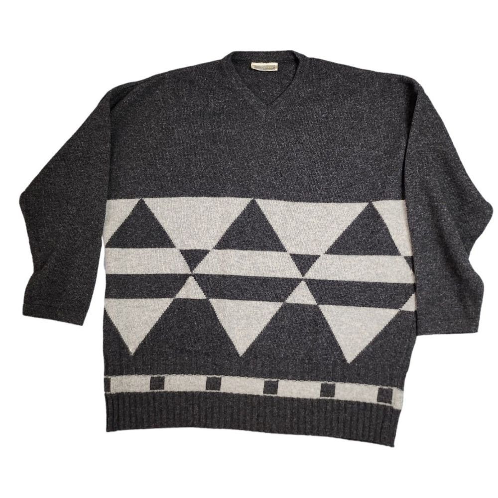 NWOT PENNYBLACK Mens Geometric Sweater Made in Italy Wool‎ Cashmere Blend Medium